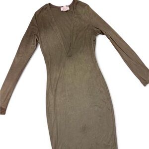 Elegant Olive Long Sleeve Dress